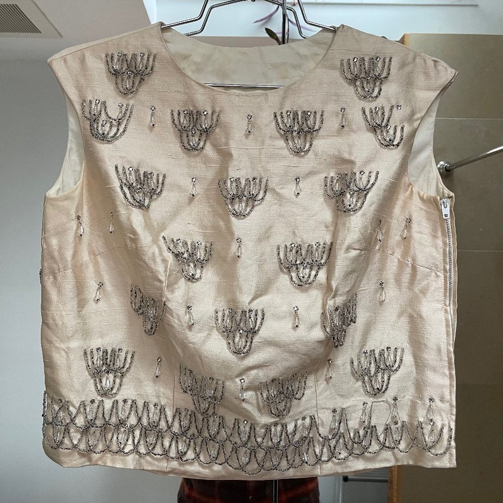 Vintage 1950's Silk Beaded Top